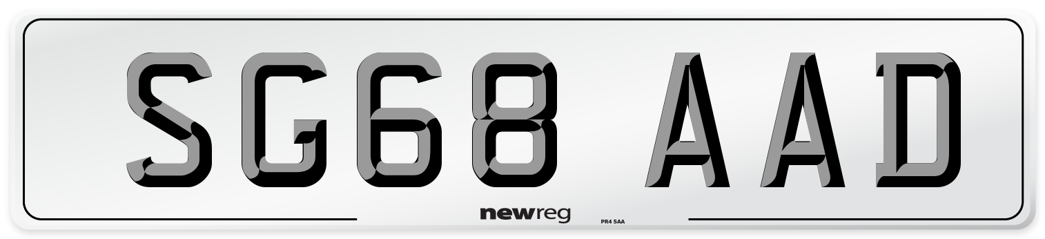 SG68 AAD Number Plate from New Reg